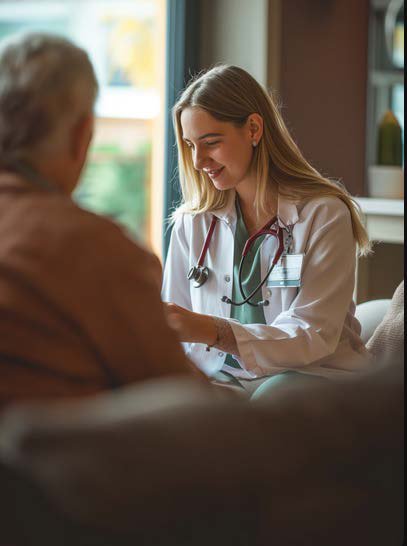 Profesional de la salud acompañando a una paciente durante un control